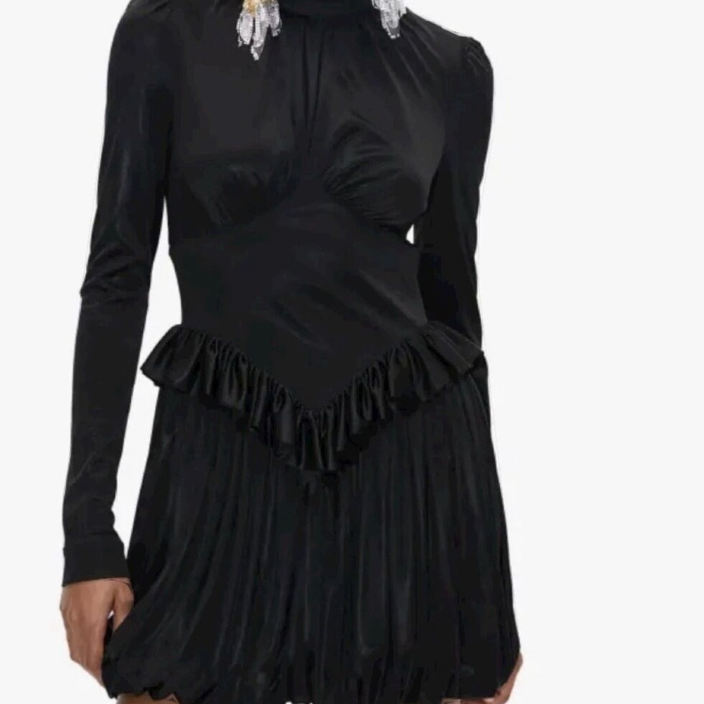 H&M x RABANNE Black Turtleneck Pleated Mini Dress XS